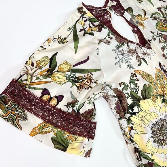 Tiny Anthropologie Jumpsuit Womens Large Floral Lace NWT wide leg bloomcore 70s - Picture 4 of 16